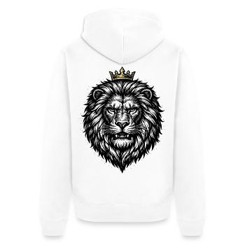 Löwe Löwenkopf Stark Wild Stolz Königlich - Unisex Premium Bio Zip Hoodie - Weiß - Hinten - Thijin (182cm)