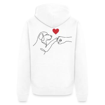 Best Friends Paw Fist - Line Art Dog Heart - Unisex Premium Organic Zip Hoodie - white - Back - Thijin (182cm)