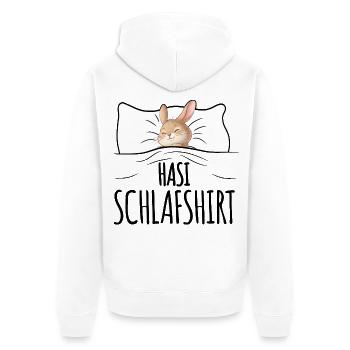 Hasi Schlafshirt - Unisex Premium Bio Zip Hoodie - Weiß - Hinten - Thijin (182cm)