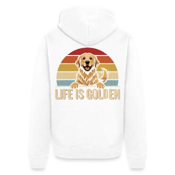 GOLDEN RETRIEVER VIBES Retro Motif - Unisex Premium Organic Zip Hoodie - white - Back - Thijin (182cm)
