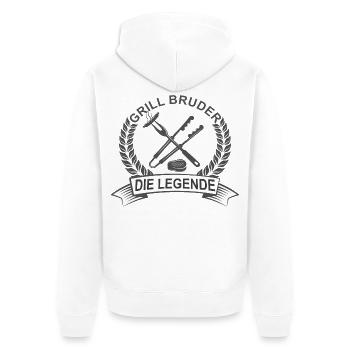 Grill Bruder Shirt – BBQ Geschenk für Bruder - Unisex Premium Bio Zip Hoodie - Weiß - Hinten - Thijin (182cm)