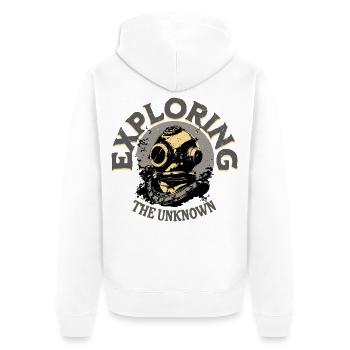 Vintage-Retro-Taucherhelm-T-Shirt - Unisex Premium Bio Zip Hoodie - Weiß - Hinten - Thijin (182cm)