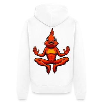 Yoga avec poissons rouges - Veste à capuche bio Premium Unisexe - blanc - Dos - Thijin (182cm)