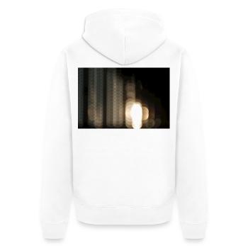 Helles, abstraktes Nachtbokeh - Unisex Premium Bio Zip Hoodie - Weiß - Hinten - Thijin (182cm)