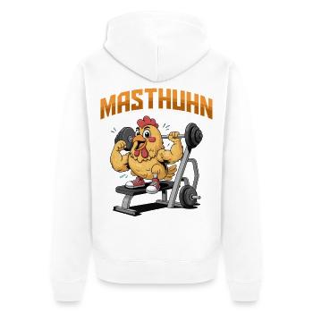 Gym MASTHUHN Gewichtheber Lustiges - Unisex Premium Bio Zip Hoodie - Weiß - Hinten - Thijin (182cm)