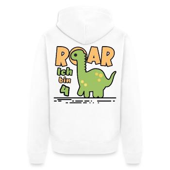 Dinosaure du 4e anniversaire - Veste à capuche bio Premium Unisexe - blanc - Dos - Thijin (182cm)