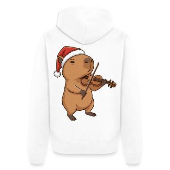 Weihnachten Capybara-Tier spielt Geige - Unisex Premium Bio Zip Hoodie - Weiß - Hinten - Thijin (182cm)