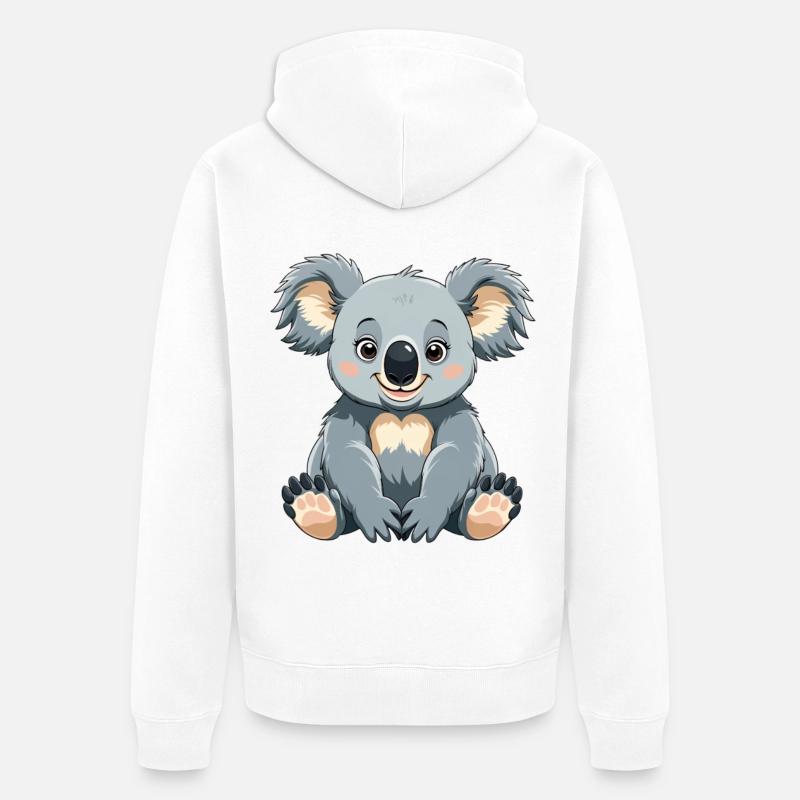 Dessin animé de Koala Câlin - Veste à capuche bio Premium Unisexe - blanc