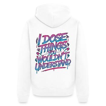 Pharmacien hospitalier Je dose des choses pharmaceutiques - Veste à capuche bio Premium Unisexe - blanc - Dos - Thijin (182cm)