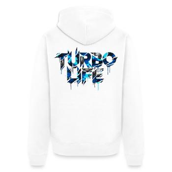 Turbo Life Auto Tuning cool Blue Camo Street Style - Unisex Premium Bio Zip Hoodie - Weiß - Hinten - Thijin (182cm)