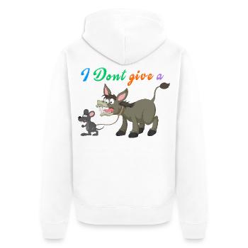 I Dont Give a Rat Ass Funny Donkey Humor Design - Unisex Premium Organic Zip Hoodie - white - Back - Thijin (182cm)