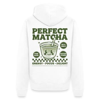 Perfect Matcha Green Tea Matcha Power Energy Focus - Unisex Premium Bio Zip Hoodie - Weiß - Hinten - Thijin (182cm)