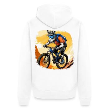 Esel Mountainbiker / Bike Esel - Unisex Premium Bio Zip Hoodie - Weiß - Hinten - Thijin (182cm)
