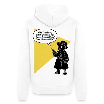 Bonjour tante - tu décroches ? Ta sœur est drôle et agaçante - Veste à capuche bio Premium Unisexe - blanc - Dos - Thijin (182cm)