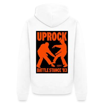 Uprock Battle Stance Hip-Hop 83 - Unisex Premium Bio Zip Hoodie - Weiß - Hinten - Thijin (182cm)