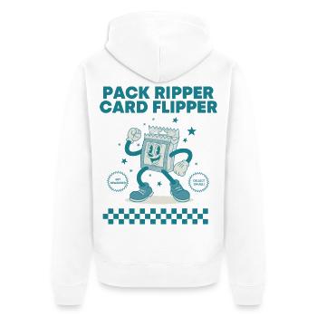Pack Ripper Card Flipper Trading Card Booster Pack - Unisex Premium Bio Zip Hoodie - Weiß - Hinten - Thijin (182cm)