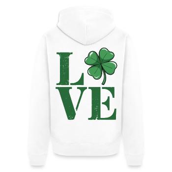 Love Kleeblatt Vintage Grün - Unisex Premium Bio Zip Hoodie - Weiß - Hinten - Thijin (182cm)