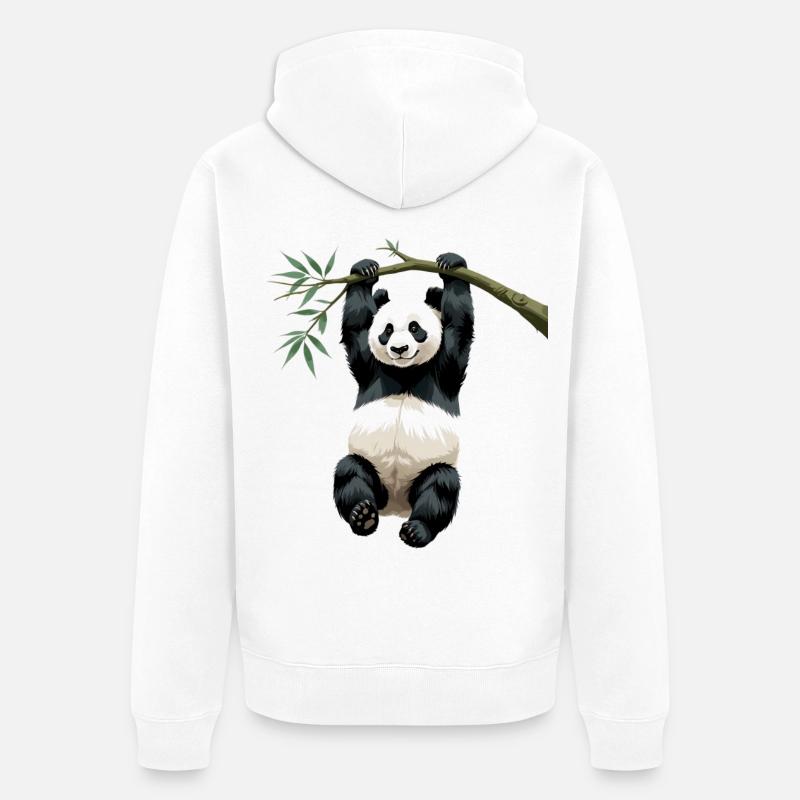 Branche pendante de panda en bambou - Veste à capuche bio Premium Unisexe - blanc