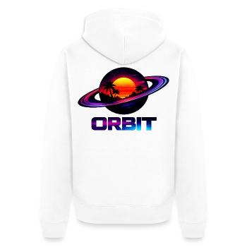 Geometrische Saturn-Umlaufbahn Retro Synthwave 80s - Unisex Premium Bio Zip Hoodie - Weiß - Hinten - Thijin (182cm)