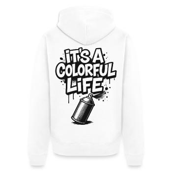 It's a Colorful Life Graffiti - Unisex Premium Organic Zip Hoodie - white - Back - Thijin (182cm)
