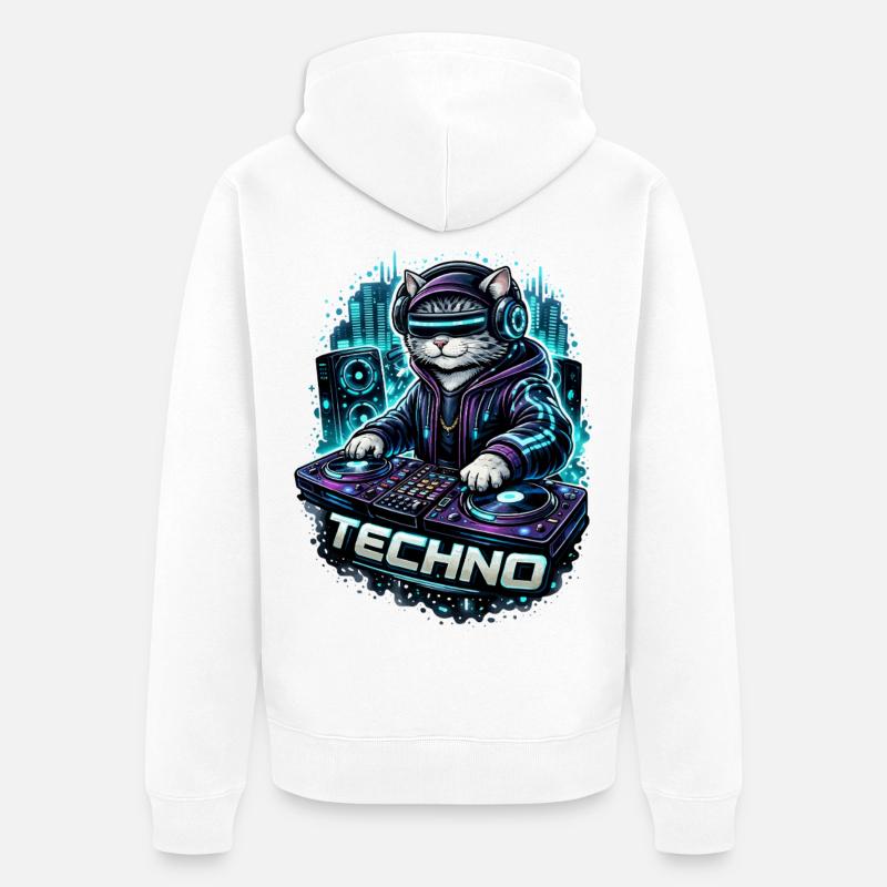 La gueule de bois techno à la cabine du DJ - Veste à capuche bio Premium Unisexe - blanc