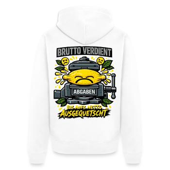 Squeezed to the net - Unisex Premium Organic Zip Hoodie - white - Back - Thijin (182cm)