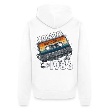 Cadeau pour 40 ans Mari Femme Mars 1986 - Veste à capuche bio Premium Unisexe - blanc - Dos - Thijin (182cm)
