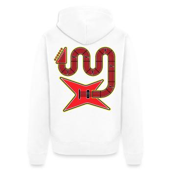 Rote Abstract Shape E-Gitarre - Unisex Premium Bio Zip Hoodie - Weiß - Hinten - Thijin (182cm)