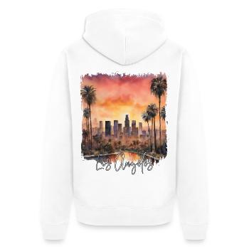 Aquarell von Los Angeles, Los Angeles, USA - Unisex Premium Bio Zip Hoodie - Weiß - Hinten - Thijin (182cm)