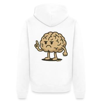 Brain figure with raised index finger - Unisex Premium Organic Zip Hoodie - white - Back - Thijin (182cm)