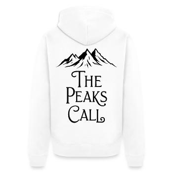 The Peaks Call Berge Wandern Natur Abenteuer - Unisex Premium Bio Zip Hoodie - Weiß - Hinten - Thijin (182cm)