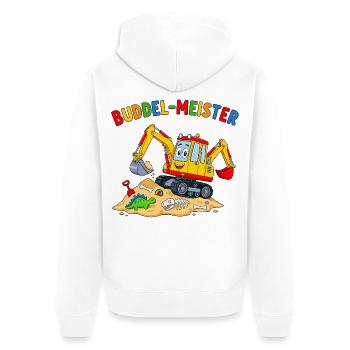 Buddel-Meister Dino-Abenteuer - Unisex Premium Bio Zip Hoodie - Weiß - Hinten - Thijin (182cm)