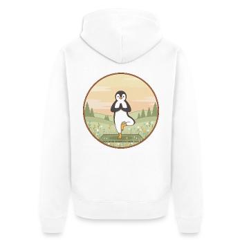 Yoga-Pinguin-Tier macht Baumpose-Kunst - Unisex Premium Bio Zip Hoodie - Weiß - Hinten - Thijin (182cm)