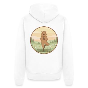 Yoga-Kapybara-Nagetier macht Baumpose - Unisex Premium Bio Zip Hoodie - Weiß - Hinten - Thijin (182cm)