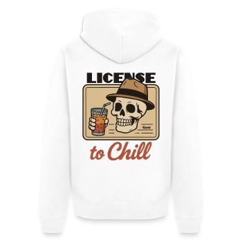 Totenkopf Ausweis mit License to Chill - Unisex Premium Bio Zip Hoodie - Weiß - Hinten - Thijin (182cm)
