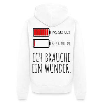 Preise 100% Mein Konto 1% - Unisex Premium Bio Zip Hoodie - Weiß - Hinten - Thijin (182cm)