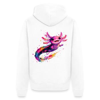Colorful Axolotl Splash – For Axolotl Fans - Unisex Premium Organic Zip Hoodie - white - Back - Thijin (182cm)