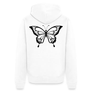 Skull and black butterfly - Unisex Premium Organic Zip Hoodie - white - Back - Thijin (182cm)