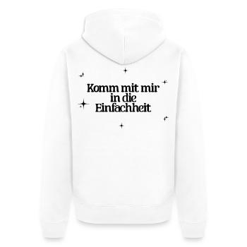 Komm mit mir in die Einfachheit Yoga Achtsamkeit - Unisex Premium Bio Zip Hoodie - Weiß - Hinten - Thijin (182cm)
