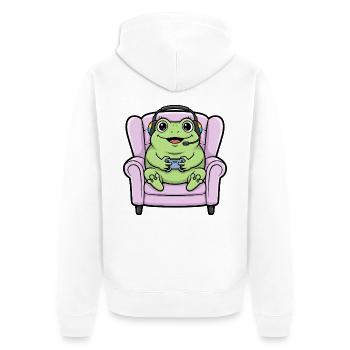 Gamer Frog Amphibian Playing Video Games - Unisex Premium Organic Zip Hoodie - white - Back - Thijin (182cm)