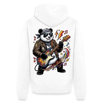 Panda Rocker guitare en cuir - Veste à capuche bio Premium Unisexe - blanc - Dos - Thijin (182cm)