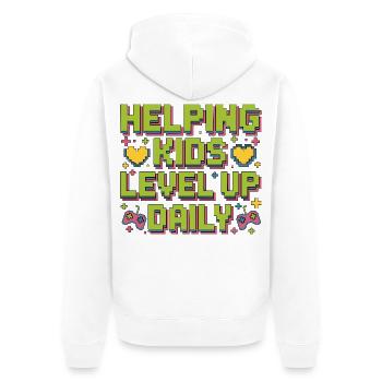 Pediatric OT Helping Kids Level Up School Based OT - Unisex Premium Organic Zip Hoodie - white - Back - Thijin (182cm)