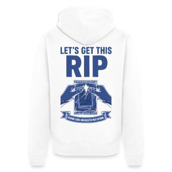 LETS GET THIS RIP Trading Cards Booster Pack - Unisex Premium Organic Zip Hoodie - white - Back - Thijin (182cm)