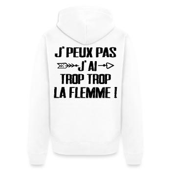 Ich kann nicht, ich bin zu faul - Unisex Premium Bio Zip Hoodie - Weiß - Hinten - Thijin (182cm)