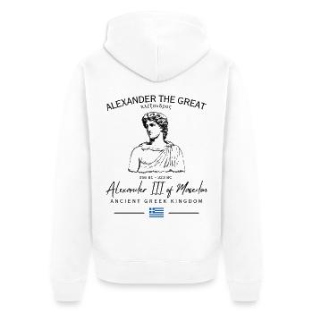 Alexandre le Grand, Grèce antique, roi macédonien - Veste à capuche bio Premium Unisexe - blanc - Dos - Thijin (182cm)