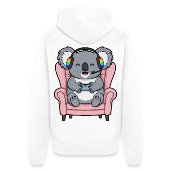 Gamer Koala Bear Playing Video Games Art - Unisex Premium Organic Zip Hoodie - white - Back - Thijin (182cm)