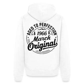 März 1966 – Legende der Gipfel und Berge - Unisex Premium Bio Zip Hoodie - Weiß - Hinten - Thijin (182cm)