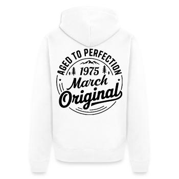mars 1975 – Légende des sommets et montagnes - Veste à capuche bio Premium Unisexe - blanc - Dos - Thijin (182cm)