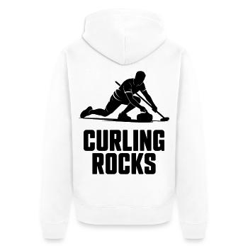 Curling Rocks Winter Sports Silhouette Man - Veste à capuche bio Premium Unisexe - blanc - Dos - Thijin (182cm)