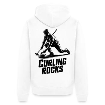 Curling Rocks Winter Sports Silhouette Man - Veste à capuche bio Premium Unisexe - blanc - Dos - Thijin (182cm)